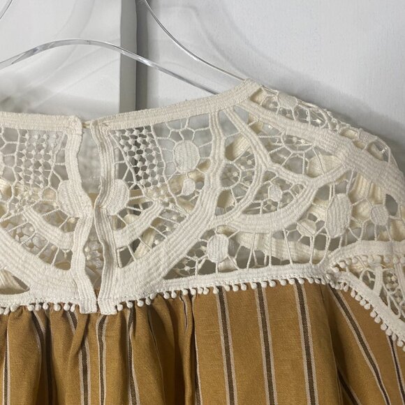 Zara crochet striped cotton long sleeve boho blouse size small - Picture 5 of 8